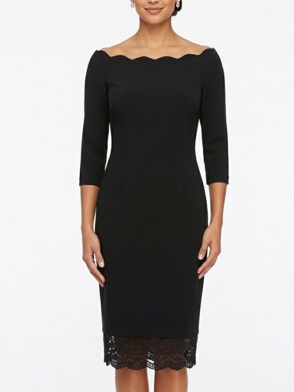 MARINA Ombre Sequin Lace Dress Silver Black Sheath Cocktail Party Evening Size 8
